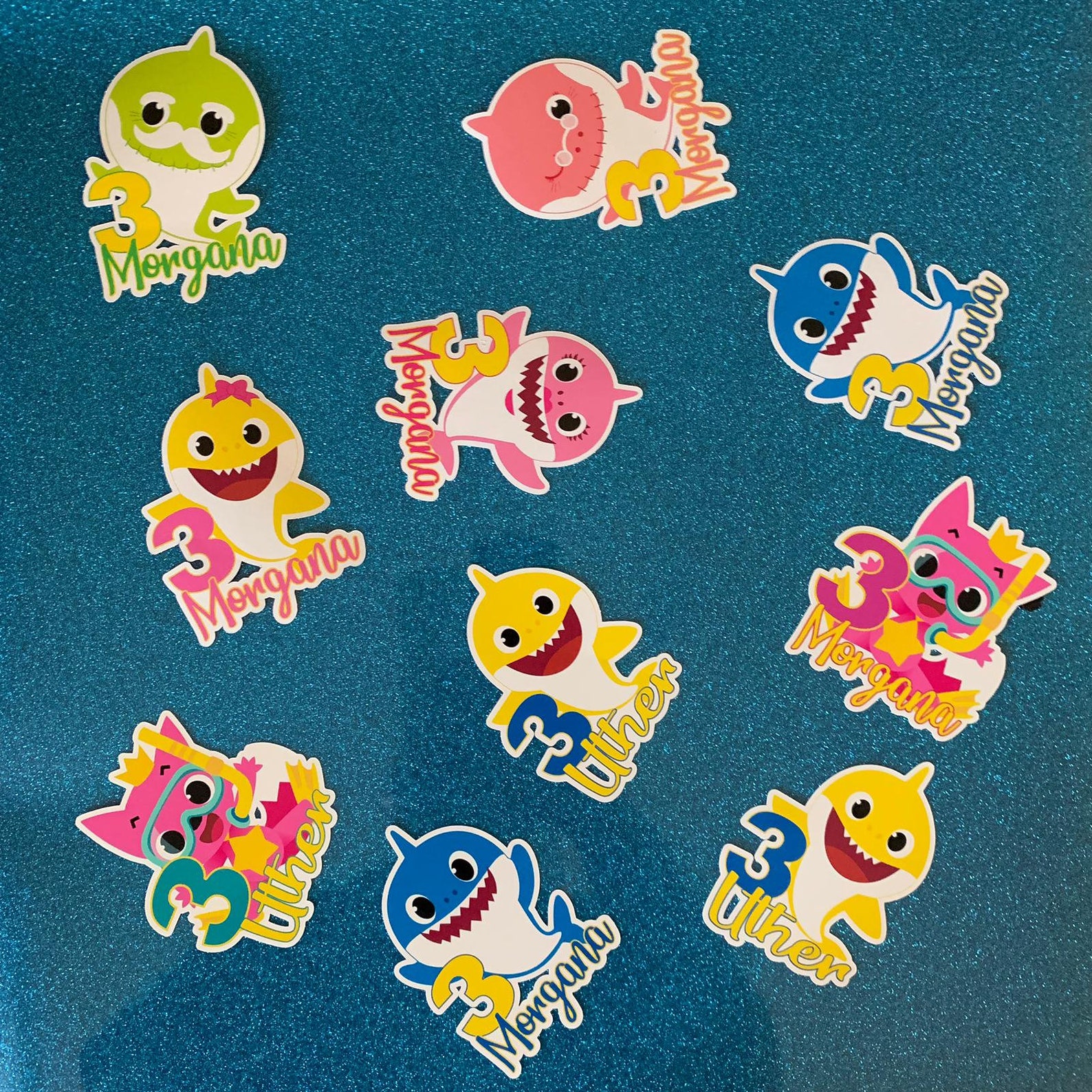 Baby Shark Birthday Stickers, Printed Stickers, Birthday Decor ...
