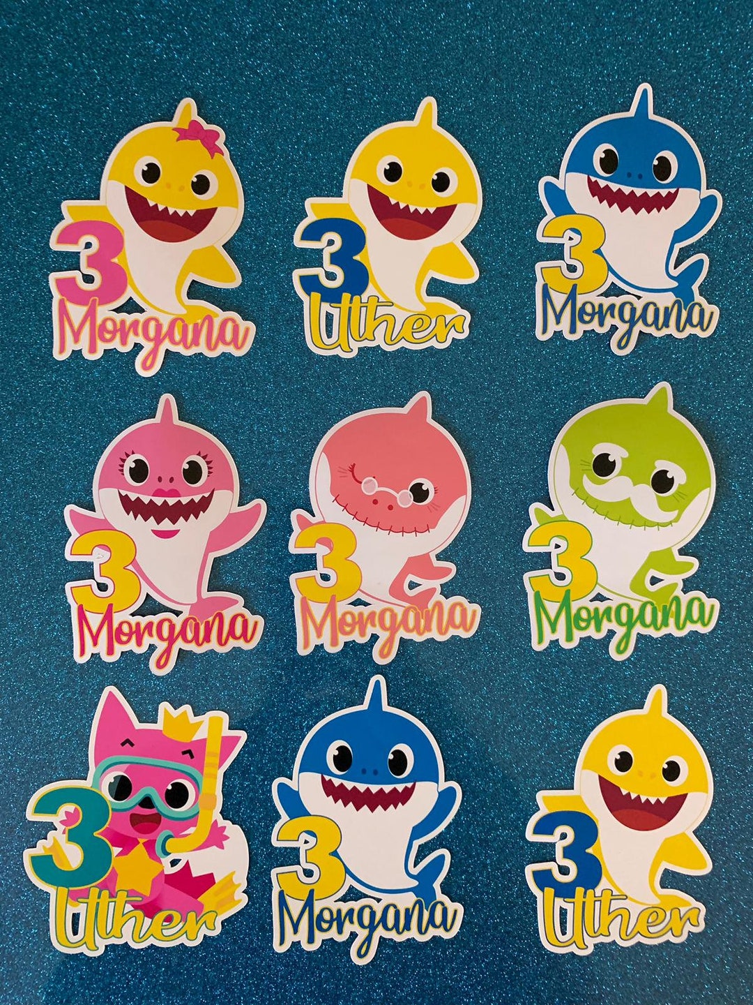 Baby Shark Birthday Stickers, Printed Stickers, Birthday Decor ...