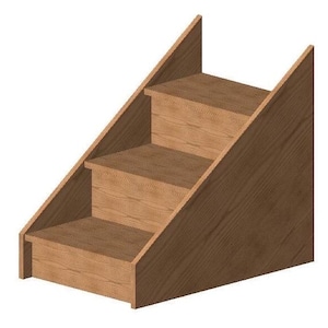 May include: Wooden pet stairs with four steps. The stairs are made of light brown wood and have a natural wood grain finish.