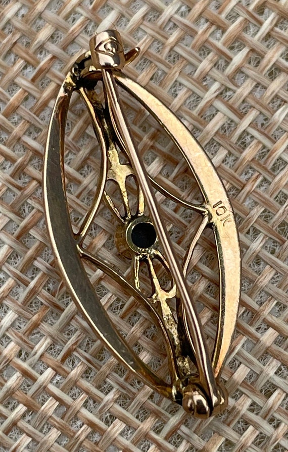 Vintage Tiny 10k gold blue sapphire pin - image 5