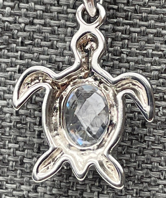 Vintage Silver Tone Chain with crystal turtle - image 5