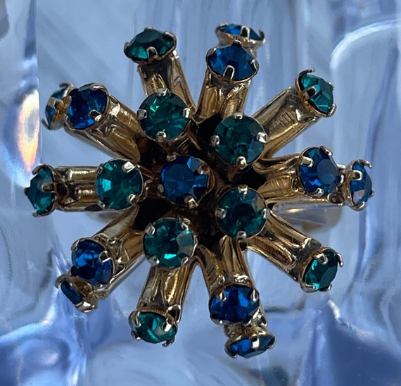 Vintage Sparkle Adjustable cocktail Ring Etsy