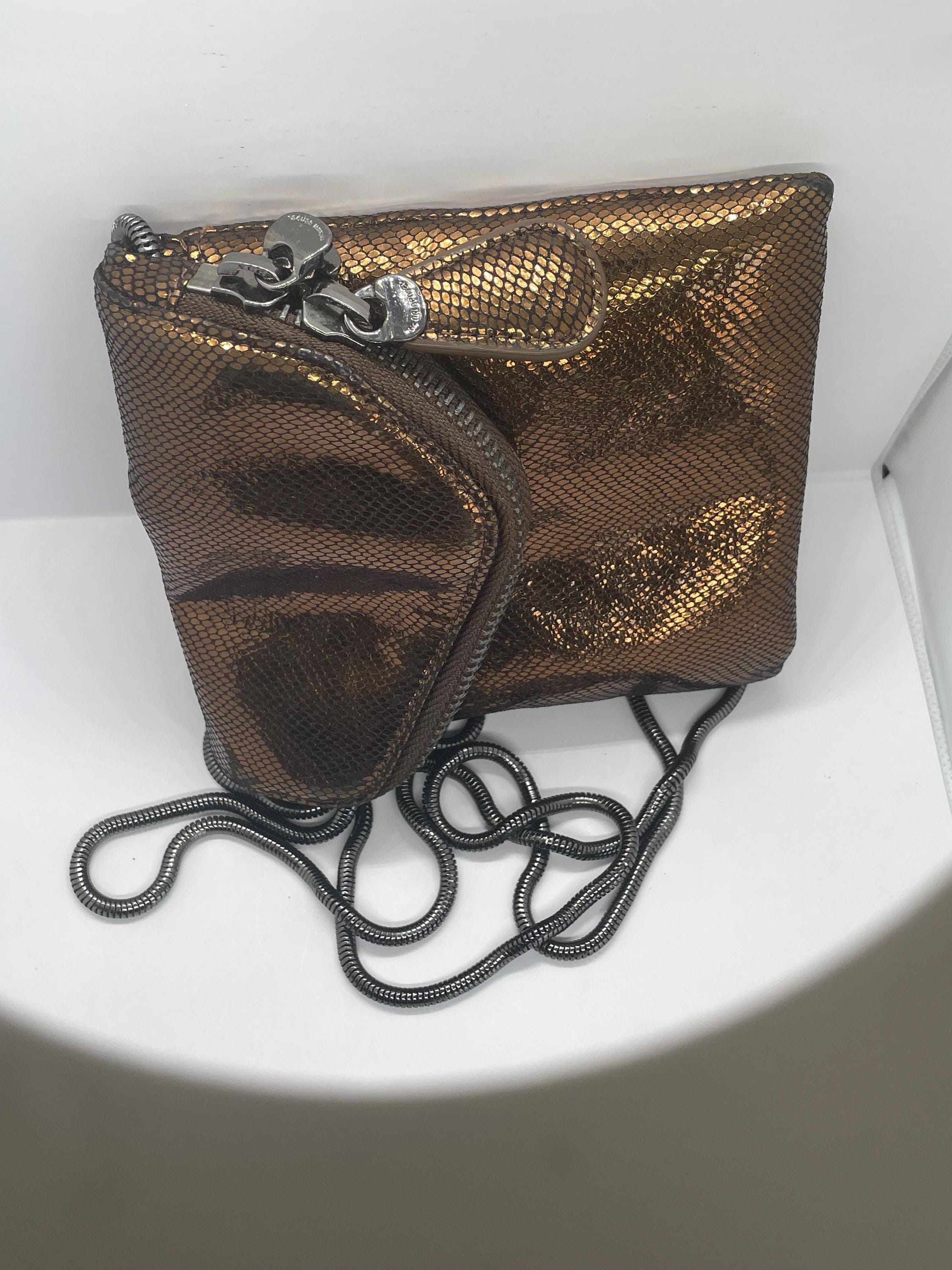 Henri Bendel Metallic Bronze Snake-embossed Crossbody Bag  [Henri Bendel] Metal Handle Crossbody - Snakeskin main image 2