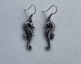 Vintage Gold Tone Sea Horse Earrings