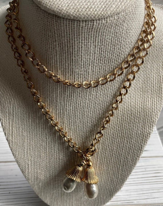 Vintage 50's Sarah Coven Long Necklace with Large… - image 3