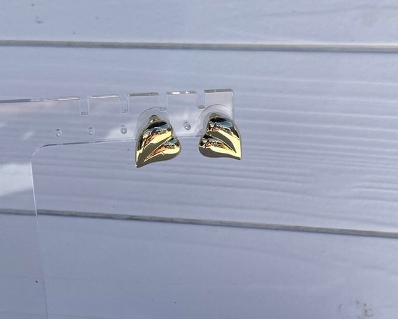 Vintage Gold tone Heart Earrings - image 1