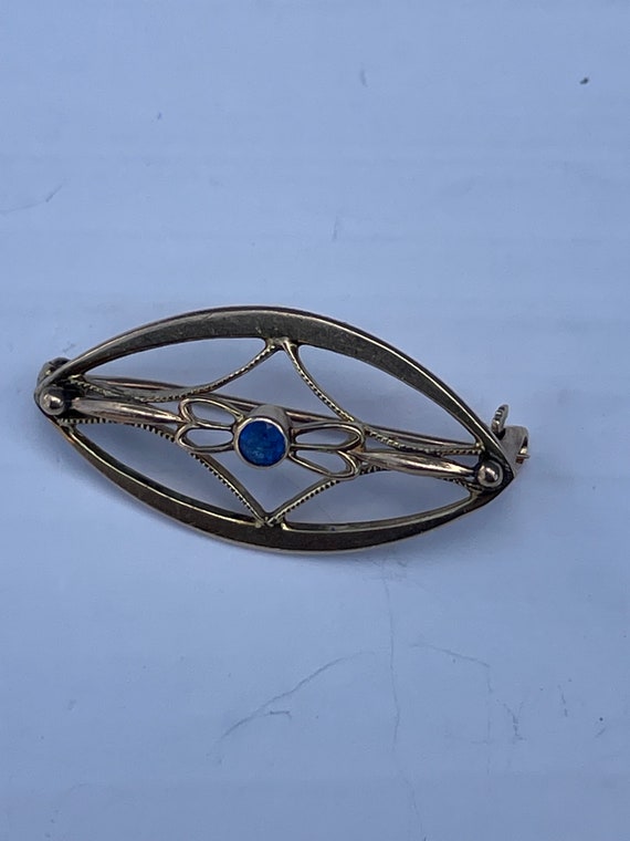 Vintage Tiny 10k gold blue sapphire pin - image 4