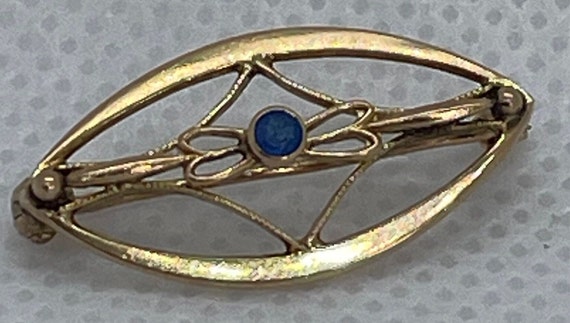 Vintage Tiny 10k gold blue sapphire pin - image 2