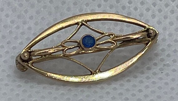 Vintage Tiny 10k gold blue sapphire pin - image 3