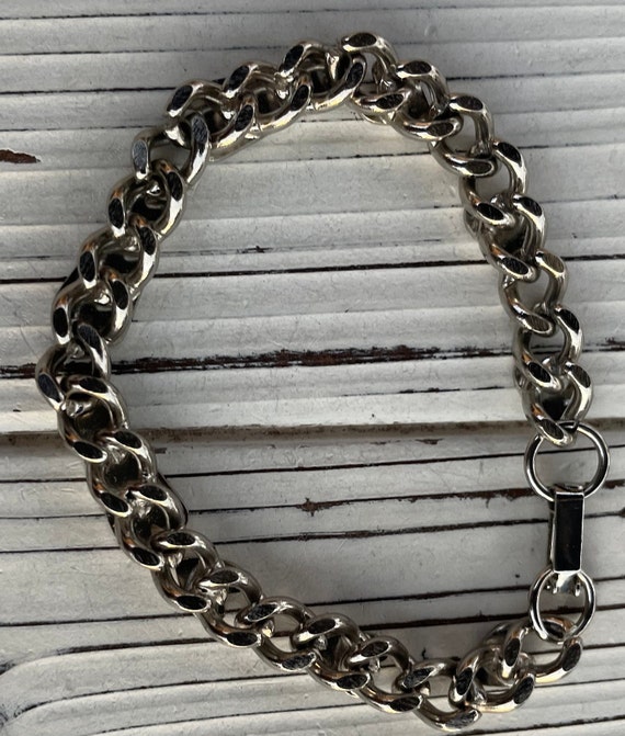 Vintage Silver Tone Heart Chain Bracelet - image 3