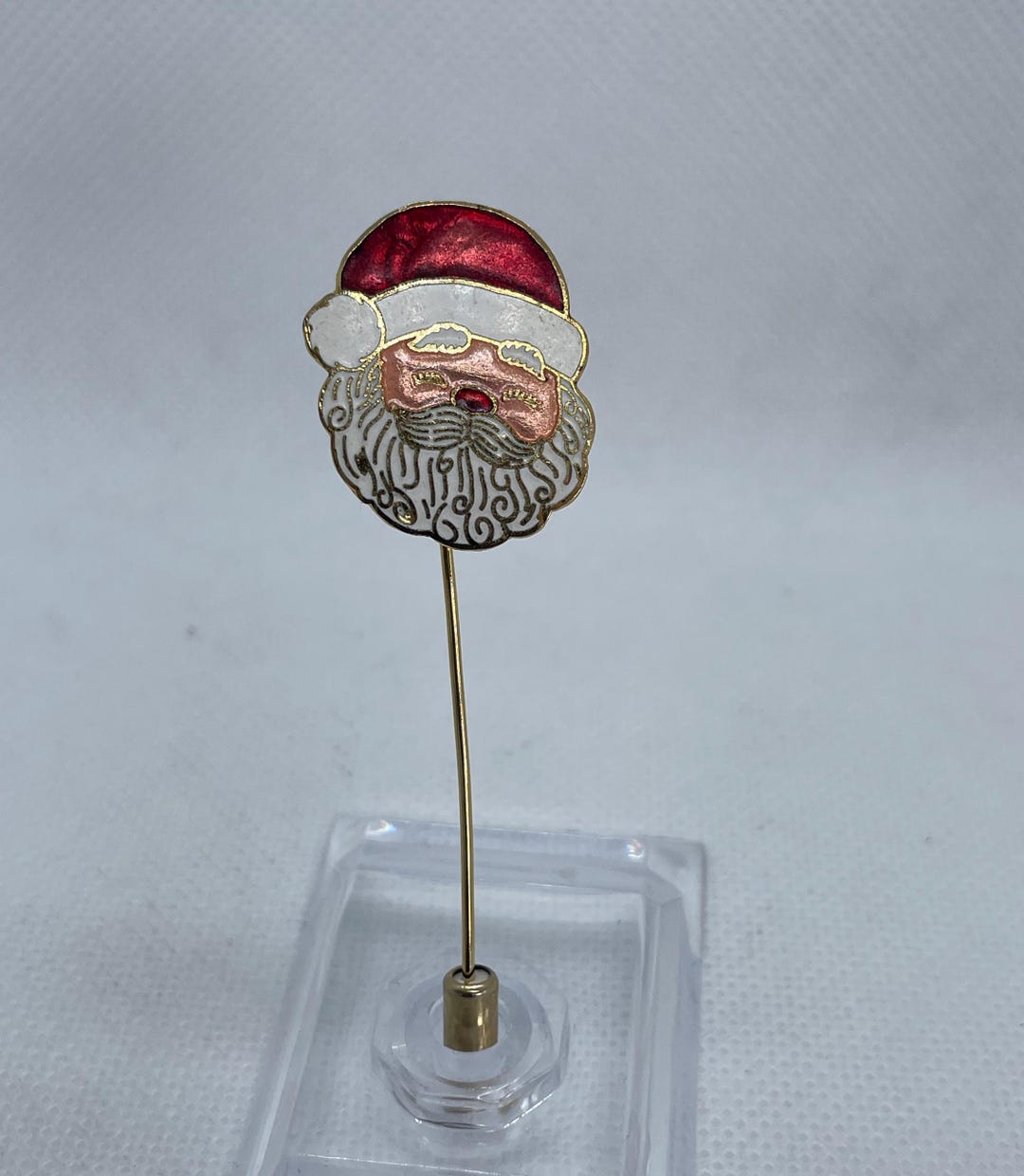Santa Pin Design Vintage Enamel Santa Stick Pin - Etsy