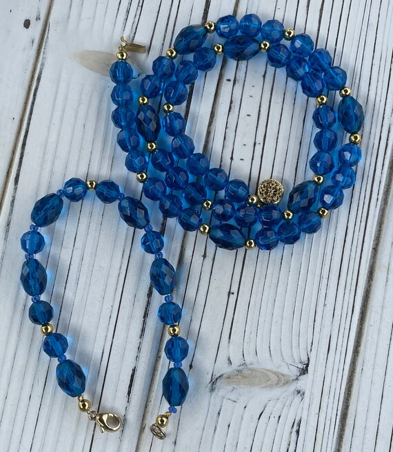 Vintage Blue Aurora Borealis Necklace and Bracelet - image 3