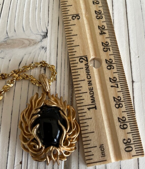 Vintage Sarah Coventry Onyx Oval Pendant Gold Ton… - image 8
