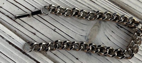 Vintage Silver Tone Heart Chain Bracelet - image 6