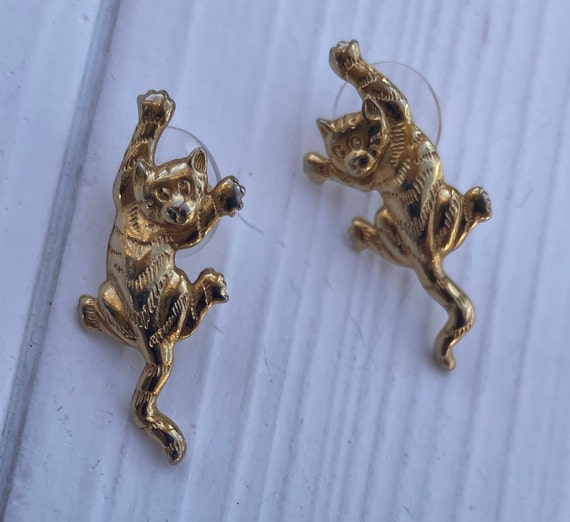 Vintage JJ Jonette climbing cat earrings. - image 8