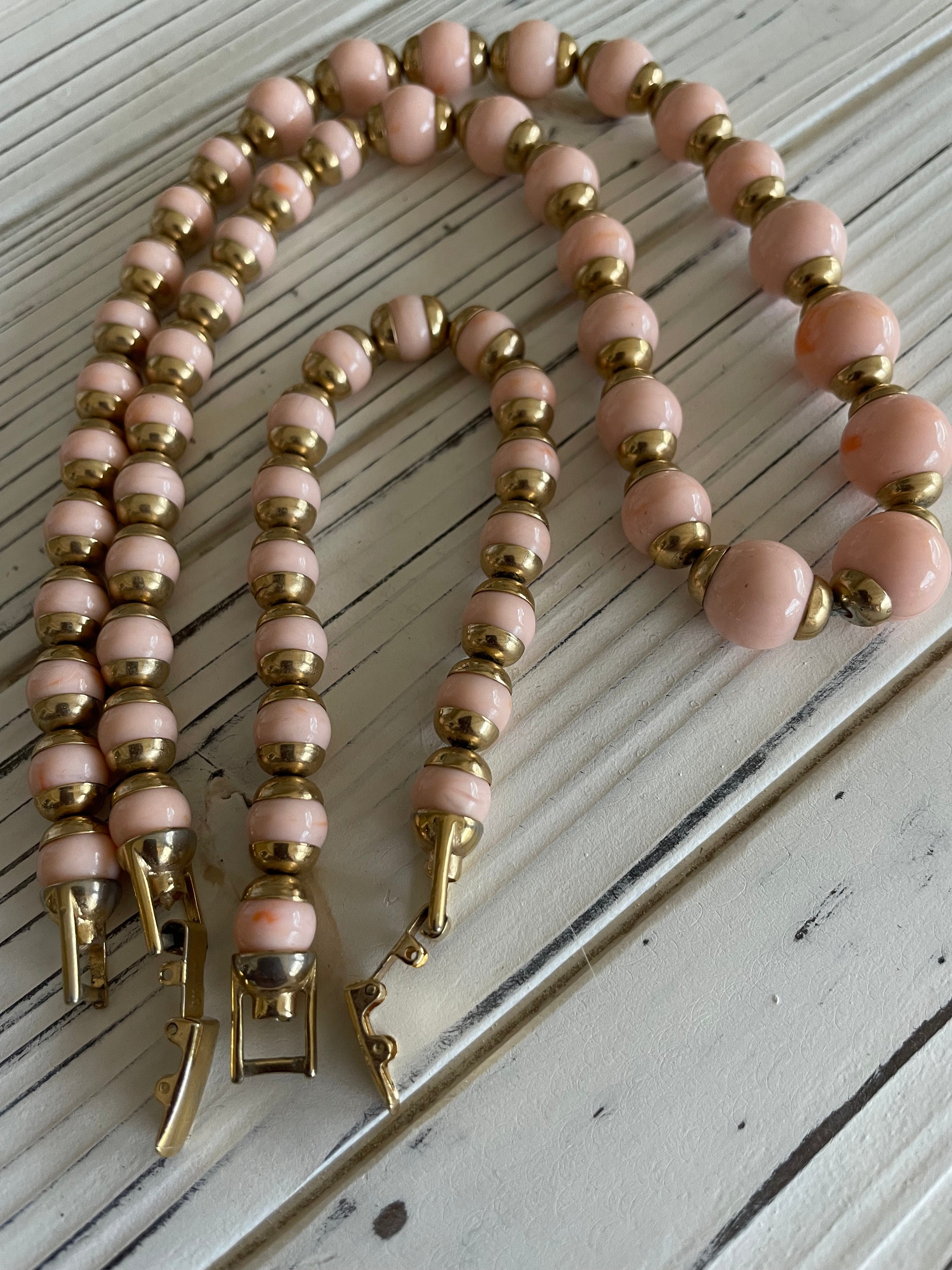 Vintage Avon Light Pink and Gold Tone Beaded Bracelet & - Etsy