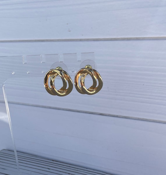 Vintage Gold Tone Double Circle Earrings