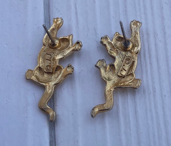 Vintage JJ Jonette climbing cat earrings. - image 3