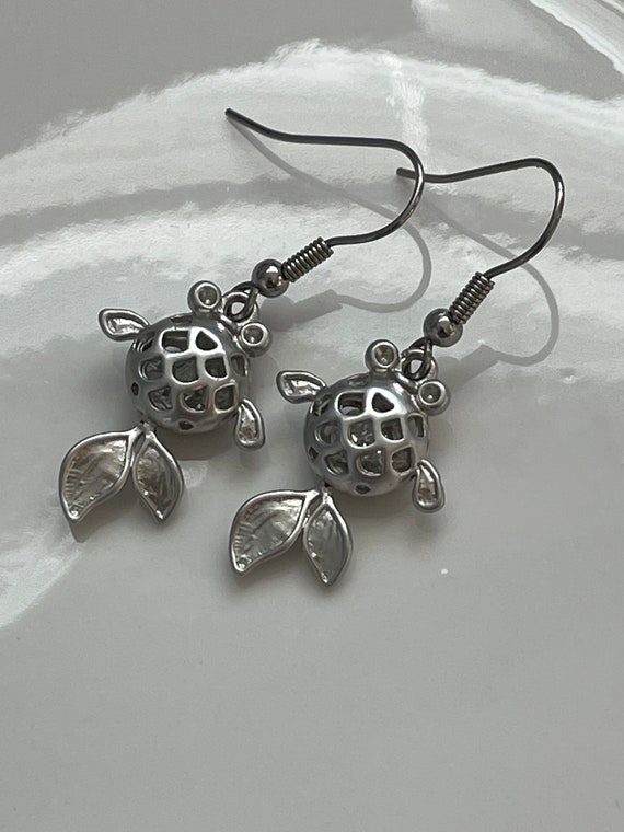 Fish Earrings with clear stone on scale