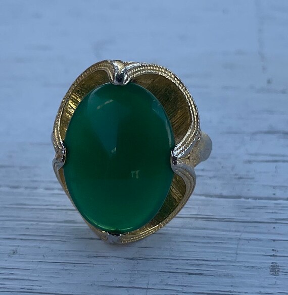 Vintage Green Stone adjustable ring