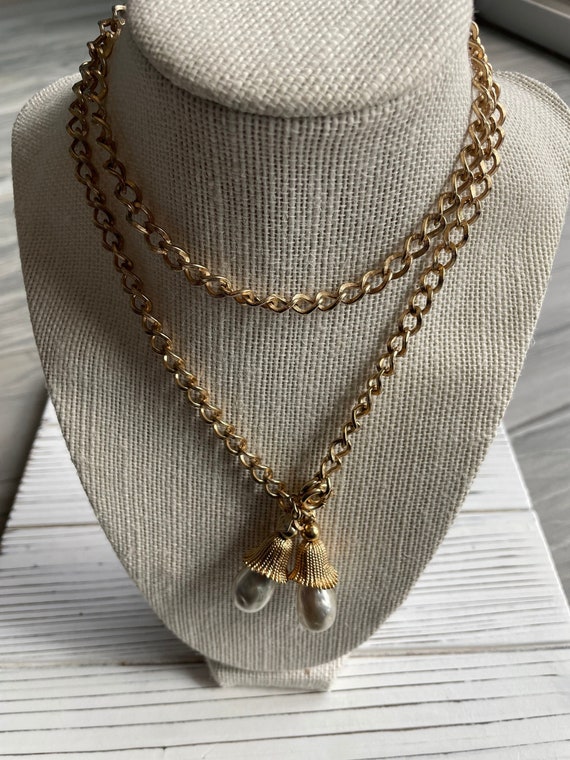 Vintage 50's Sarah Coven Long Necklace with Large… - image 1