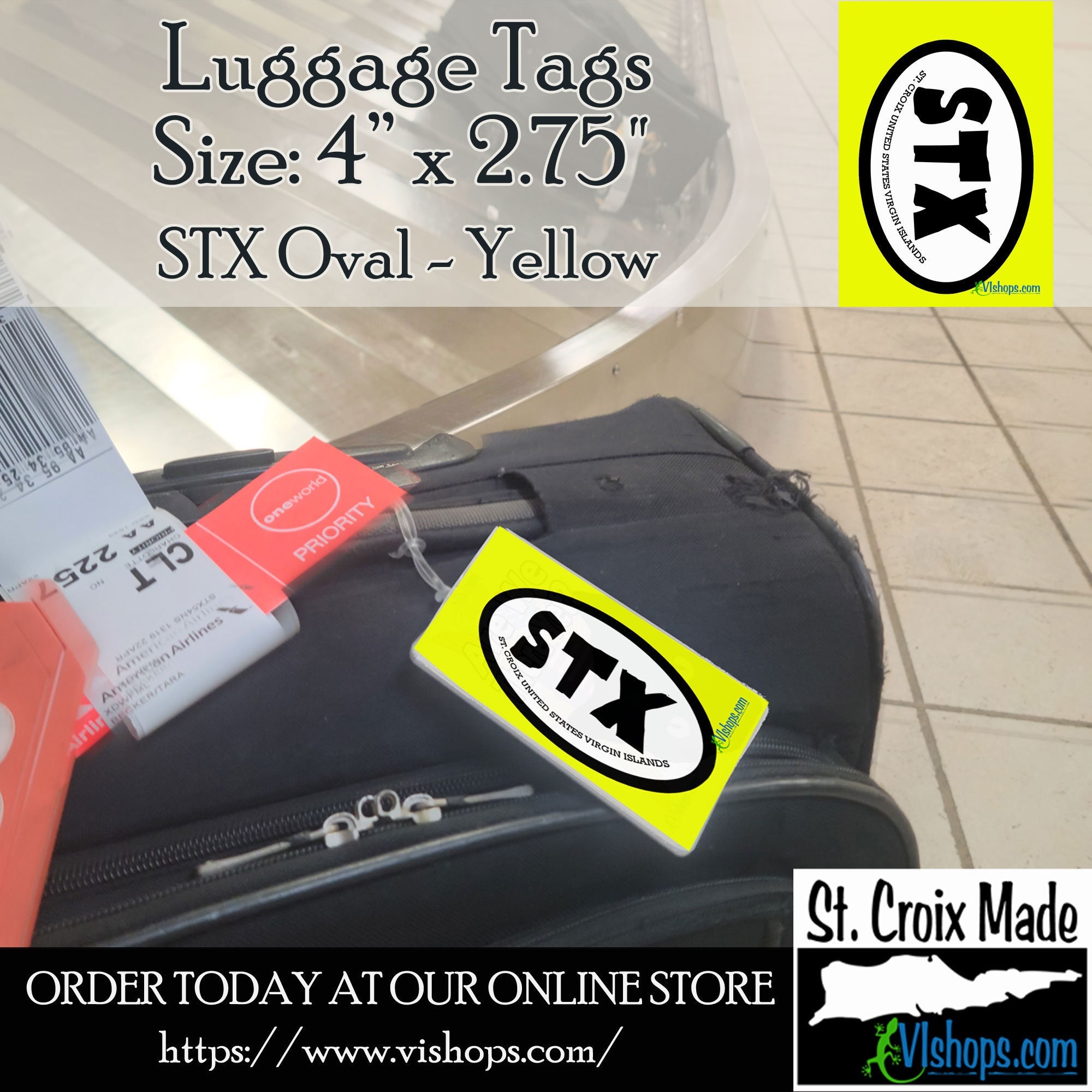 Yellow STX Oval Luggage Tag 4 Inch X 2.75 Inch Etsy