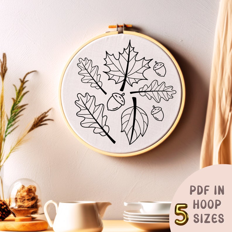 Autumn Leaves Hand Embroidery Pattern - Autumn Embroidery PDF - DIY ...
