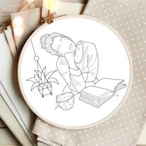 Boho Hand Embroidery Pattern - Coffee Shop Embroidery Design - Boho Hoop Art Pattern - Boho Hoop Art Design - Trendy  Embroidery