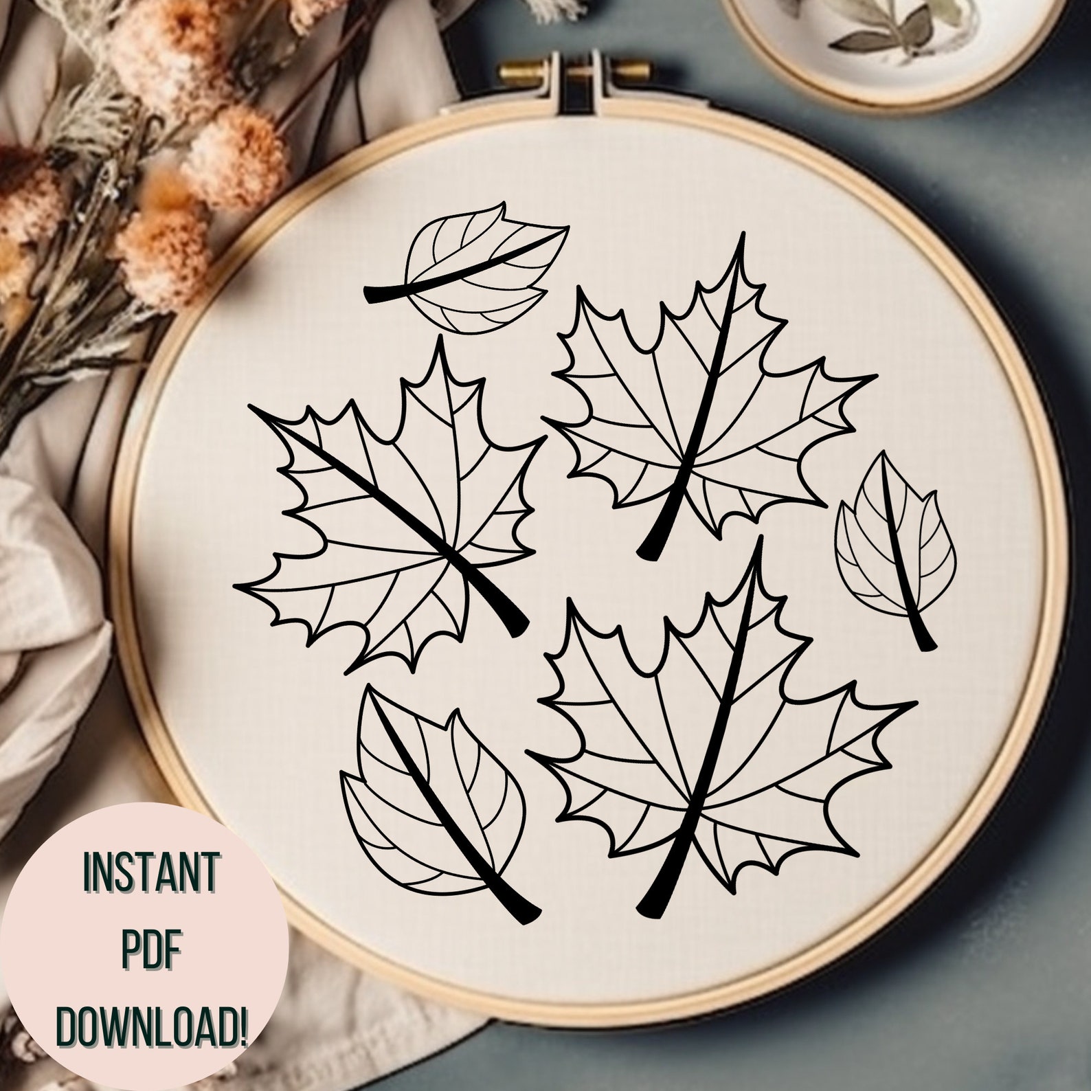 Fall Leaves Hand Embroidery Pattern - Fall Embroidery PDF - DIY Fall ...