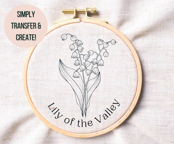 Lily of the Valley Hand Embroidery Pattern May Flower Hand Embroidery PDF  Spring Flower Hoop Art Pattern Lily of the Valley Hoop Art 