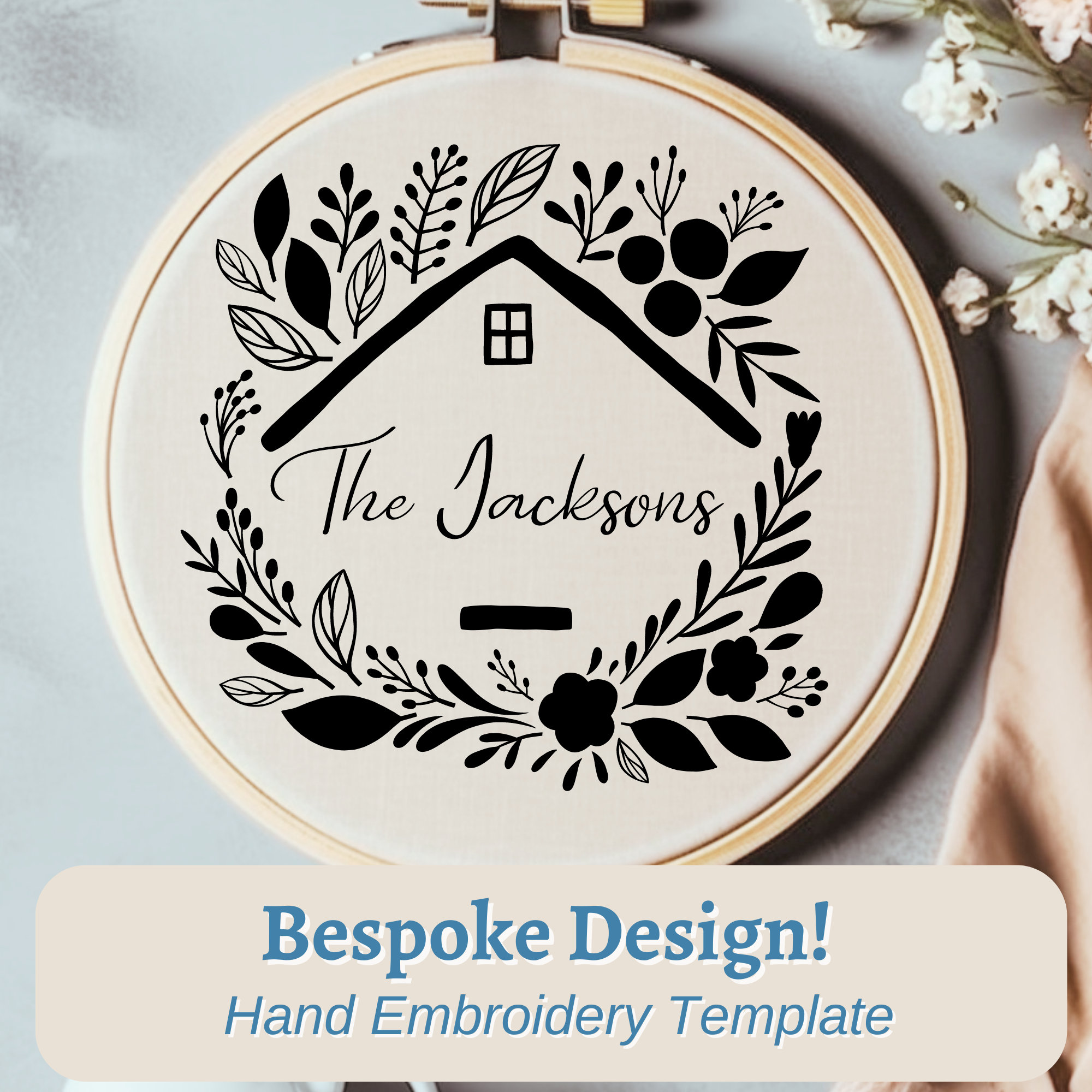 Custom Family Name Hand Embroidery Pattern Personalized Family ...