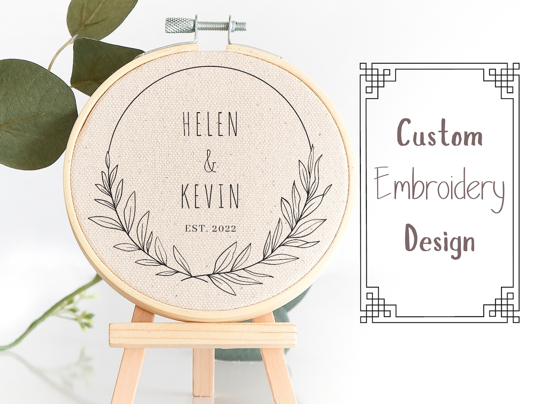 Minimalist Custom Wedding Names Hand Embroidery Pattern Personalized ...