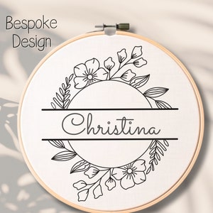Custom Hand Embroidery Pattern Personalized Hand Embroidery PDF Custom Name Embroidery Design Embroidered Gift Idea Custom Hoop Art