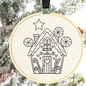 Ginger Bread House Hand Embroidery PDF Gingerbread House Hand Embroidery Pattern Christmas Hoop Art Pattern Download Christmas Decor