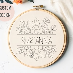 Custom Hand Embroidery Pattern - Personalized Hand Embroidery PDF- Custom Name Embroidery Design -Embroidered Gift Idea -Custom Hoop Art