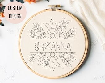 Custom Hand Embroidery Pattern - Personalized Hand Embroidery PDF- Custom Name Embroidery Design -Embroidered Gift Idea -Custom Hoop Art