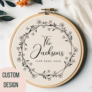 Custom Wedding Names Hand Embroidery Pattern - Personalized Wedding ...