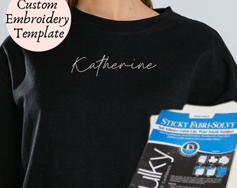 Custom Name Sweater Hand Embroidery Pattern Printable Name Stick N Stitch PDF Pattern Tshirt Stick N Stitch Embroidery PDF Download DIY Gift