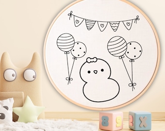Nursery Hand Embroidery Pattern Printable Embroidery PDF For Baby Nursery Gift Idea DIY Nursery Art Cute Embroidery Hoop Art