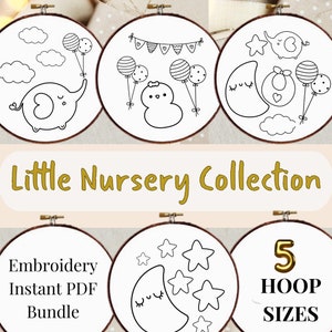 Nursery Art Hand Embroidery Pattern Bundle Babys Room Embroidery PDF Pattern New Baby Hand Embroidery Download DIY Nursery Decor Hoop Art