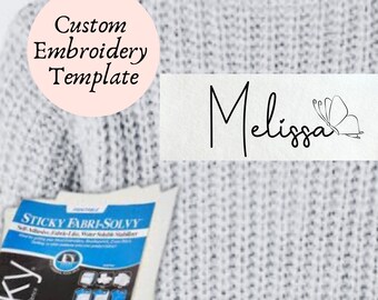 Custom Hand Embroidery Template PDF Pattern Printable Name Pattern  Sweater Stick N Stitch Embroidery PDF Download DIY Embroidery Gift