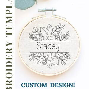 Custom Hand Embroidery Pattern Personalized Floral Hand Embroidery PDF ...
