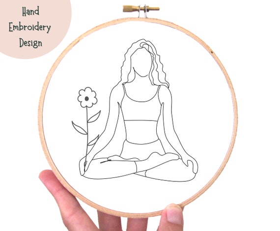 Yoga Girl Hand Embroidery PDF Printable Yoga Embroidery Pattern Yoga  Downloadable Embroidery Template Trendy One Line Art Embroidery Hoop 