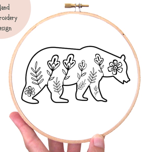 Bear Hand Embroidery - Etsy