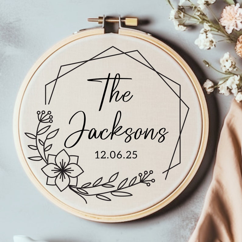 Custom Wedding Names Hand Embroidery Pattern - Personalized Wedding ...