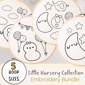 Nursery Art Hand Embroidery Pattern Bundle Babys Room Embroidery PDF Pattern New Baby Hand Embroidery Download DIY Nursery Decor Hoop Art
