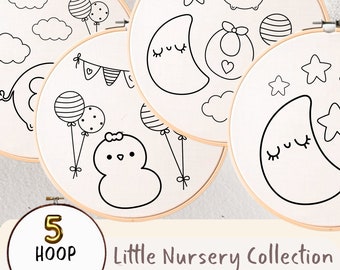 Nursery Art Hand Embroidery Pattern Bundle Babys Room Embroidery PDF Pattern New Baby Hand Embroidery Download DIY Nursery Decor Hoop Art