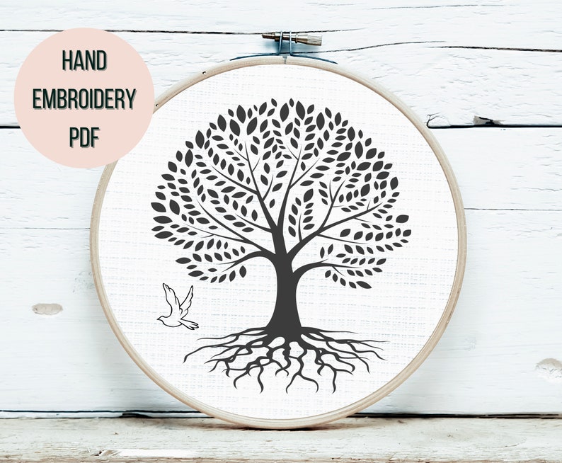 Tree of Life Hand Embroidery Pattern - Tree Hand Embroidery Design ...