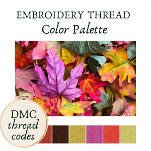 Códigos de hilo DMC, paleta de colores, guía de colores de bordado, tablero de humor de colores de otoño, punto de cruz, paleta de colores de otoño, accesorio para acolchado