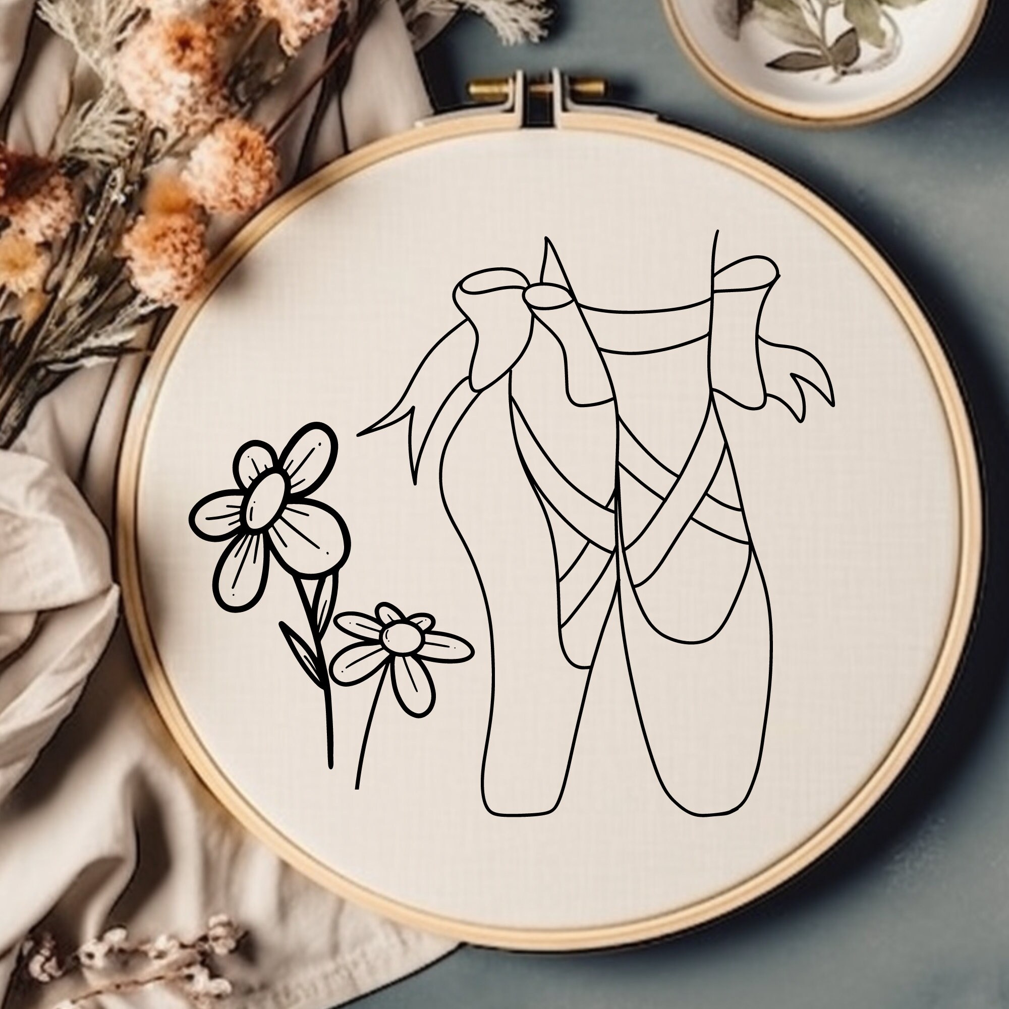 Spring Ballet Pattern Ballet Hand Embroidery Pattern Ballet Slippers Embroidery PDF Boho Hoop ...